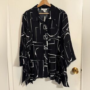 Black and White Geometric Button Down Shirt